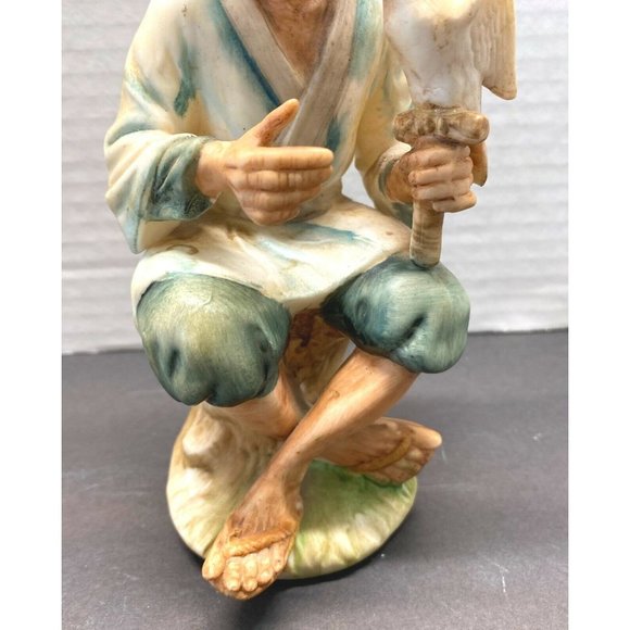 Vintage Napcoware  Old Man Sitting with Bird Figurine C5701 Hand Painted 6.5" - Picture 6 of 9